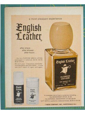 Print Ad English Leather Lotion Aftershave Mens Fragrance Vintage 1967 ADVERT